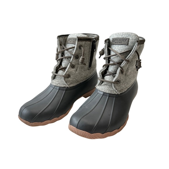 Sperry Duck Boots Insulated Wool‎ Quarter Gray Lace Up Winter Boots Women's 9M - Picture 1 of 11